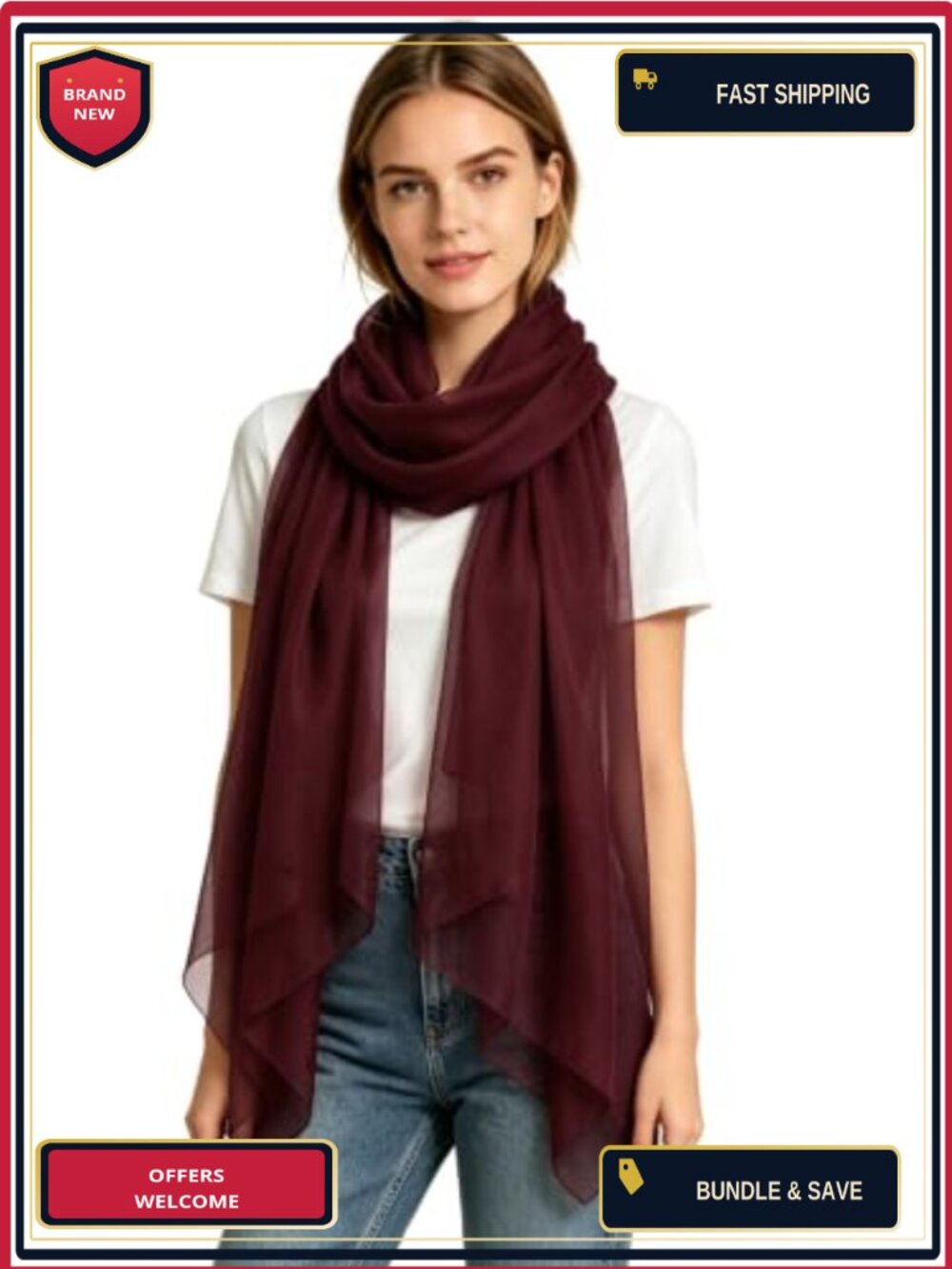 Extra Long Sheer Chiffon Scarf Shawl Wrap Lightweight Women's